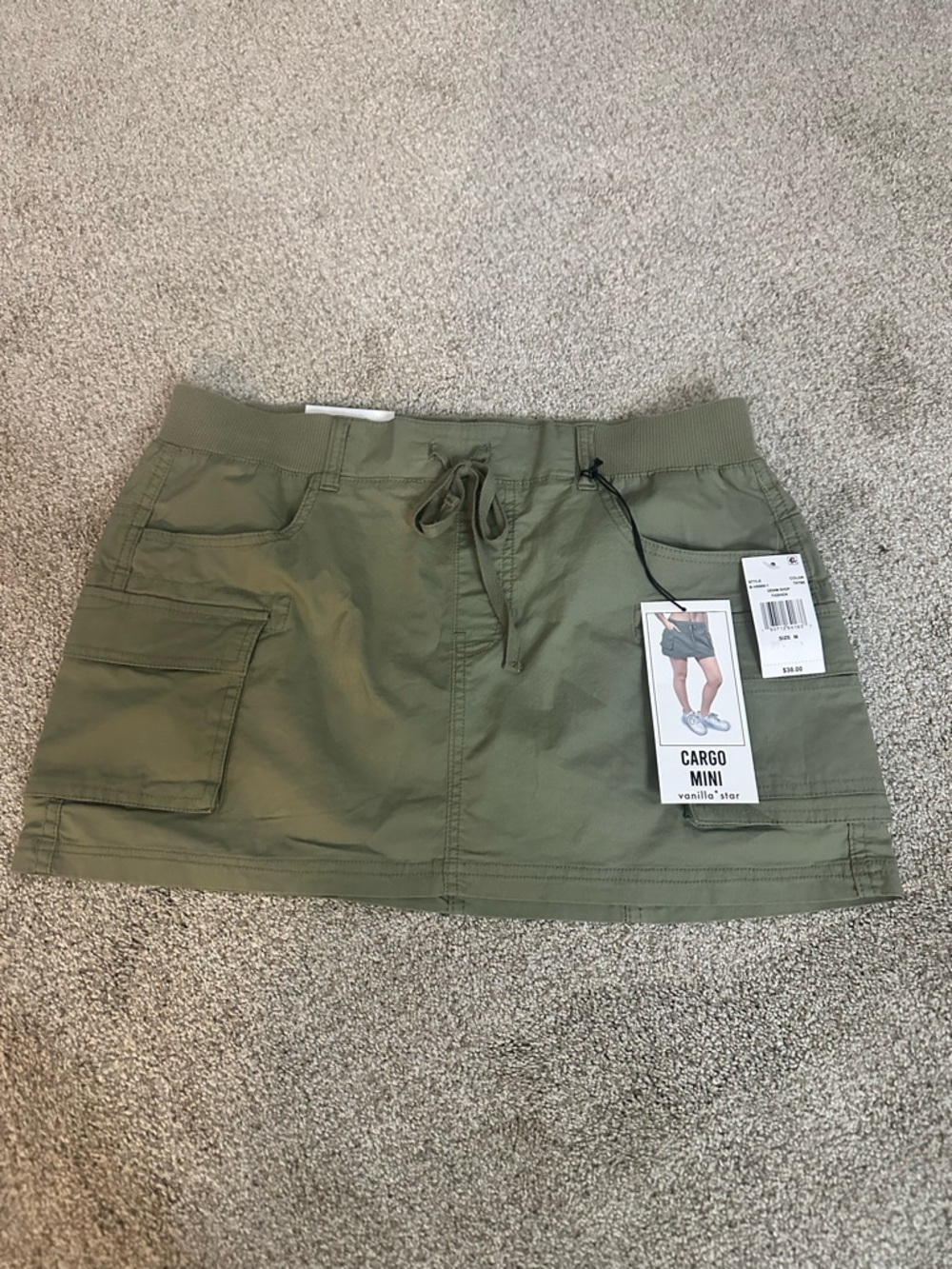 Vanilla Star Olive Cargo Mini Skirt